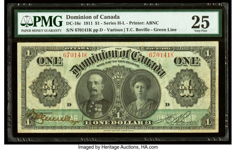 Canada Dominion of Canada $1 3.1.1911 DC-18c PMG Very Fine 25. 

HID09801242017
...