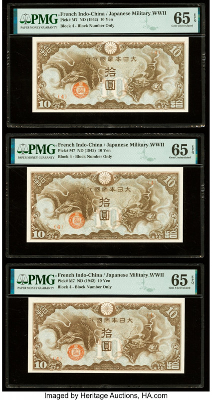 French Indochina Japanese Imperial Government 10 Yen ND (1942) Pick M7 Five Exam...