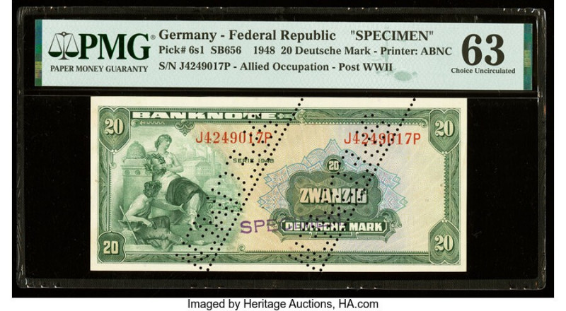 Germany Federal Republic U.S. Army Command 20 Deutsche Mark 1948 Pick 6s1 Specim...