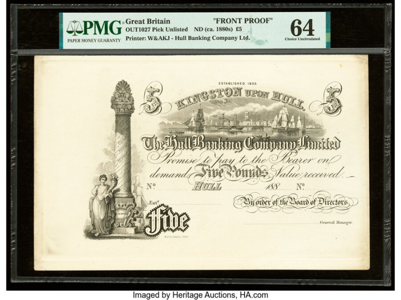Great Britain Hull Banking Company 5 Pounds ND (ca. 1880s) Pick OUT1027 PMG Choi...
