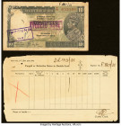 India Archival Counterfeit 10 Rupees and Register Record, Two Examples Very Fine. Pinholes, internal tear, and edge damage present on the 10 Rupees.

...