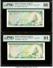 Maldives Monetary Authority 100 Rufiyaa 1983; 1987 Pick 14a; 14b Two Examples PMG Gem Uncirculated 66 EPQ; Choice Uncirculated 64. 

HID09801242017

©...