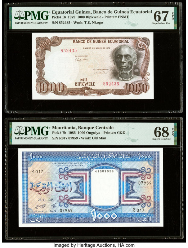 Mauritania Banque Centrale de Mauritanie 1000 Ouguiya 1985 Pick 7b PMG Superb Ge...