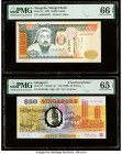Mongolia Mongol Bank 10,000 Tugrik 1995 Pick 61 PMG Gem Uncirculated 66 EPQ; Singapore Board of Commissioners of Currency 50 Dollars ND (1990) Pick 31...