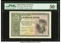 Spain Banco de Espana 500 Pesetas 21.10.1940 Pick 124a PMG About Uncirculated 50 Net. This example has been repaired.

HID09801242017

© 2022 Heritage...