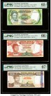 Swaziland Central Bank of Swaziland 5; 50; 100 Emalangeni ND (1982); (1990); 1996 Pick 9a; 22a; 27a Three Examples PMG Gem Uncirculated 65 EPQ; Gem Un...