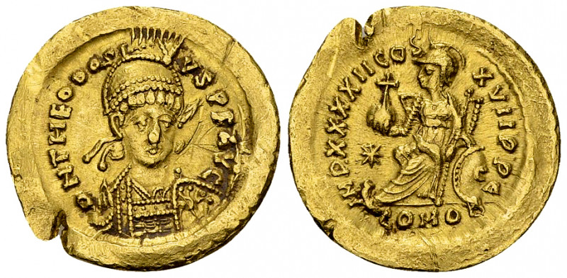 Theodosius II AV Solidus, Constantinople 

Theodosius II (402-450 AD). AV Soli...