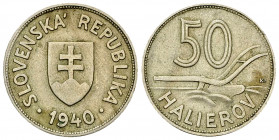 Slovakia CU-NI 50 Halierov 1940, rare