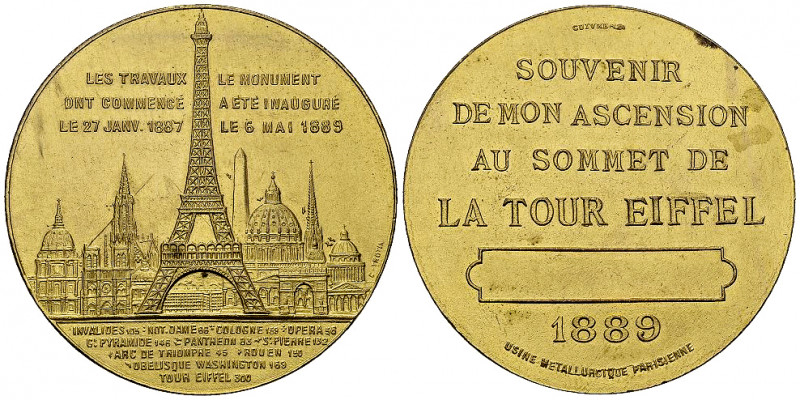 Paris, Médaille en cuivre doré 1889, Tour Eiffel 

France. Paris. Médaille en ...