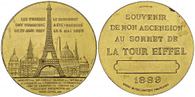 Paris, Médaille en cuivre doré 1889, Tour Eiffel