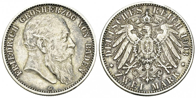 Baden, AR 2 Mark 1903 

Baden. Friedrich I. (1856-1907). AR 2 Mark 1903 G (11....