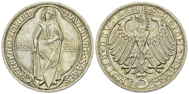 Weimarer Republik, AR 3 Reichsmark 1928 A, Naumburg 

Deutschland, Weimarer Re...