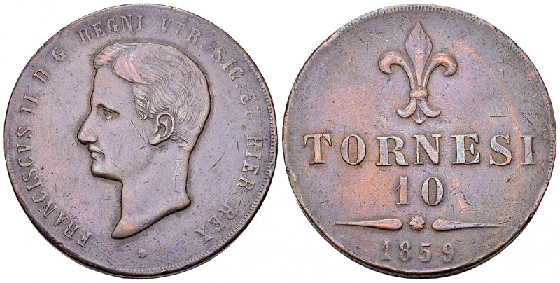 Francesco II, AE 10 Tornesi 1859 

Italia. Regno delle due Sicilie. Francesco ...