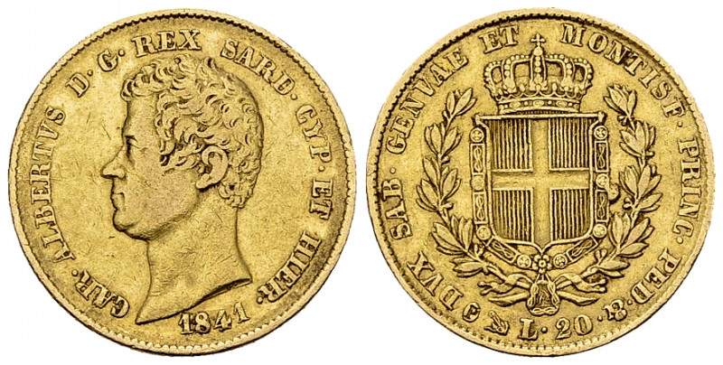 Carlo Alberto, AV 20 Lire 1841 

Italia. Sardegna. Carlo Alberto (1831-1849), ...