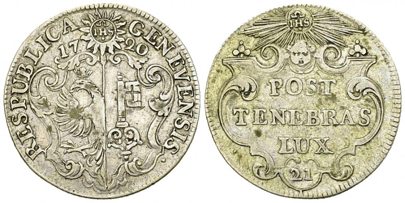 Genf, AR 21 Sols 1720 

Schweiz, Genf /Genève. AR 21 Sols 1720 (4.76 g).
HMZ ...