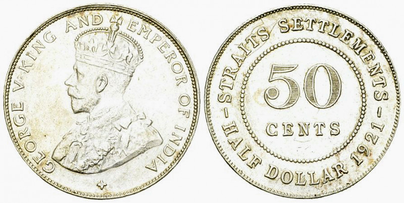 Straits Settlements AR 50 Cents 1921 

Straits Settlements. George V. AR 50 Ce...