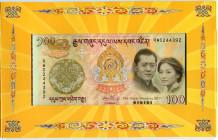 Bhutan 100 Ngultrum 2011 in Original Folder
P# 35; # RW0244392; Jigme Khesar Namgyel; Royal Wedding October 2011; UNC