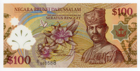 Brunei 100 Ringgit 2004
P# 29a; # D/I 560588; Hassanal Bolkiah; UNC