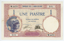 French Indochina 1 Piastre 1927 - 1931 (ND)
P# 48b; # W.4473 581; aUNC; Pinholes