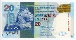 Hong Kong 20 Dollars 2014
P# 212d; # PL445216; HSBC; UNC
