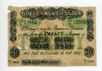 India 20 Rupees 1907
# YA/3 12983; Edward VII; F-VF