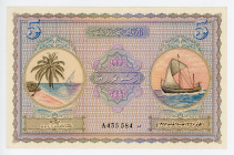 Maldives 5 Rupees 1947
P# 4a; #A435584; UNC