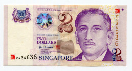 Singapore 2 Dollars 2000 Commemorative Issue
P# 45; # 2434636; XF-AUNC