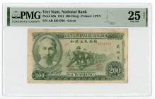 Vietnam 200 Dong 1951 PMG 25
P# 63b; #AB 2354766; Rare Green Color; VF