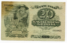 Estonia 20 Krooni 1932 
P# 64a; # 1334021; XF+