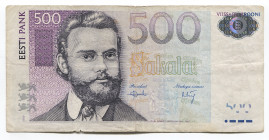 Estonia 500 Krooni 2000 
P# 83a; # BA 485440; VF