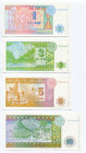 Kazakhstan Lot of 9 Notes 1993 
P# 7-8-9-10; UNC