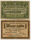 Latvia 2 x 1 Rouble 1919 
VF