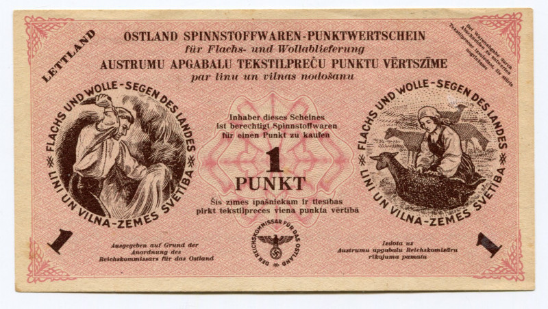 Latvia 1 Punkt 1945 
Grabowski 76; German Occupation; AUNC