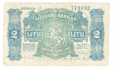 Lithuania 2 Litu 1922 
P# 14; Very rare; F