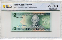 Lithuania 2 Litai 1993 PCGS 65
P# 54a