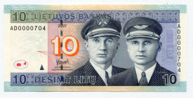 Lithuania 10 Litu 2007 
P# 68; # AD0000704; UNC