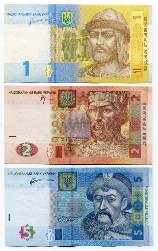 Ukraine 1 - 2 - 5 Hryven 2005 -2011
P# 116Ab; P# 117b; 118c; UNC