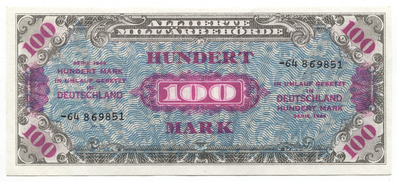 Germany - Third Reich 100 Mark 1944 Allied Occupation
P# 197d; # -64 869851; Al...