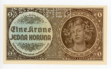 Bohemia & Moravia 1 Koruna 1940 (ND) Specimen
P# 3s; # D 031; German Occupation - WW II; UNC
