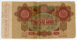 Czechoslovakia 50 Korun 1919
P# 10a; # 0023 531320; F-VF
