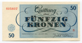 Czechoslovakia Terezin Ghetto 50 Kronen 1943
Jewish Camp Money; Series B; UNC