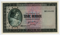 Czechoslovakia 1000 Korun 1945 Specimen
P# 65s; # BE192652; UNC