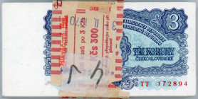Czechoslovakia Original Bundle With 100 Banknotes 3 Korun 1961 Consecutive Numbers
P# 81b; Bundle With Original Bank Tape; With Consecutive Banknotes