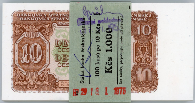 Czechoslovakia Original Bundle With 100 Banknotes 10 Korun 1953 Consecutive Numb...