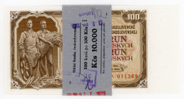Czechoslovakia Original Bundle With 100 Banknotes 100 Korun 1953 Consecutive Numbers
P# 86b; Bundle With Original Bank Tape; With Consecutive Banknot...