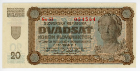 Slovakia 20 Korun 1942
P# 7a; AUNC