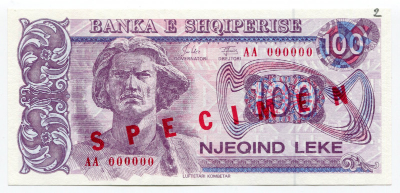 Albania 100 Leke 1993 Specimen
P# 55as; # AA 000000; UNC