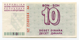 Bosnia & Herzegovina 10 Dinara 1992 (ND)
P# 21a; XF+/AUNC-