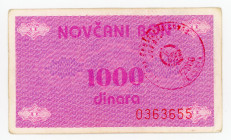Bosnia & Herzegovina 1000 Dinara 1992
P# 50a; # 0363655