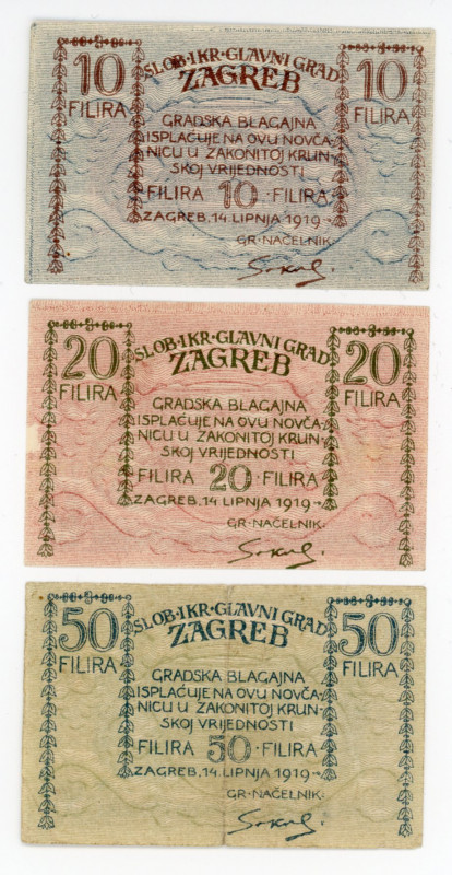 Croatia Zagreb 10 - 20 - 50 Filira 1919
B# H21; H22; H23; Notgeld;